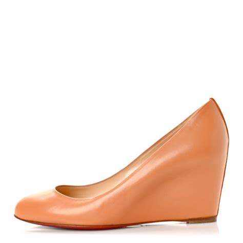 CHRISTIAN LOUBOUTIN Nappa Wedges Nude FASHIONPHILE