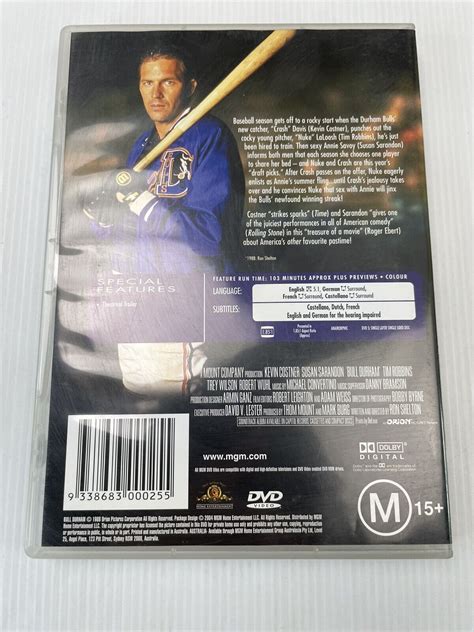 Bull Durham Dvd Kevin Costner Susan Sarandon Tim Robbins R4 M15 Pal 1988 Ebay