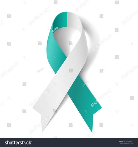 Teal White Ribbon Symbol Cervical Cancer Stock Vector (Royalty Free ...