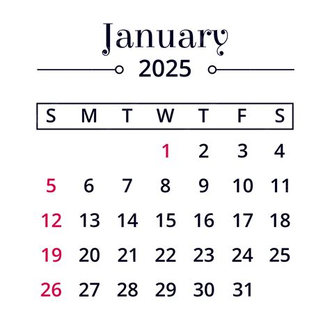 Minimalist January 2025 Calendar Vector, Calendar 2025, January 2025