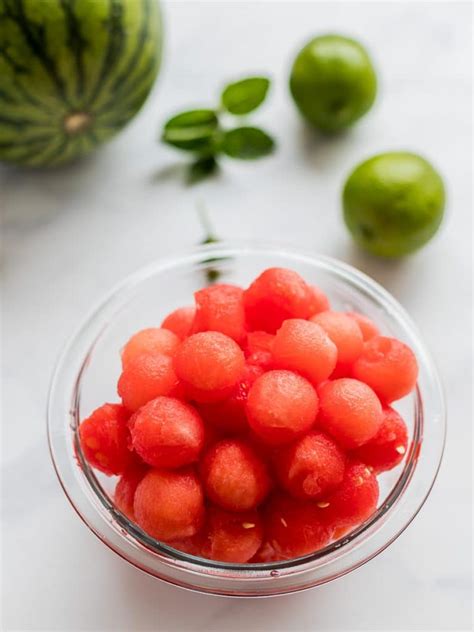 Watermelon Balls With Lime And Mint Simple Syrup Drive Me Hungry