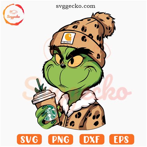 Grinch Leopard Starbucks Svg Cute Grinches Svg Grinch Bougie Svg Png