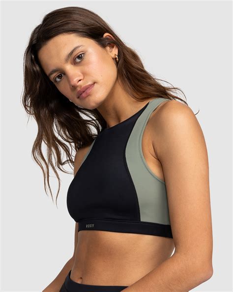 Roxy Roxy Pro Wave Crop Top Bikini Top For Women Anthracite