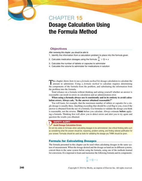 Pdf Chapter Dosage Calculation Using The Formula Pdf Chapter