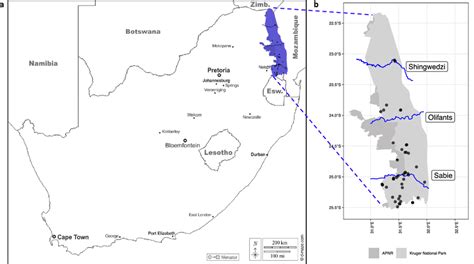 A Map Of South Africa A And The Kruger National Park Knp 21 353 Download Scientific