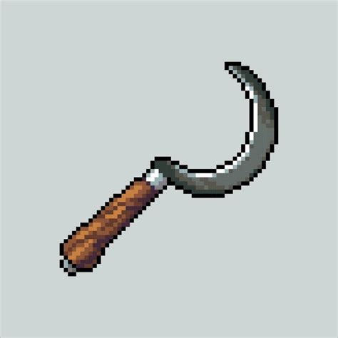 Pixel art illustration Sickle. Pixelated Sickle. Farm Sickle equipment pixelated for the pixel ...