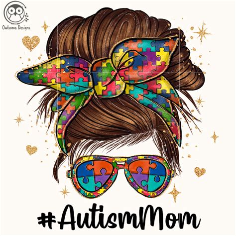 Messy Bun Autism Mom Png Sublimation Masterbundles