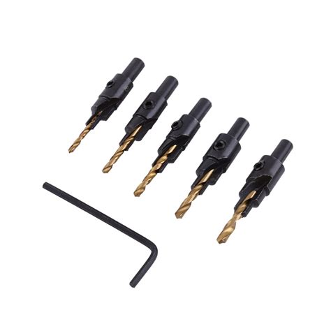 Clearance 5pcs HSS Countersink Drill Bit Set 1 4 Round Shank Hole