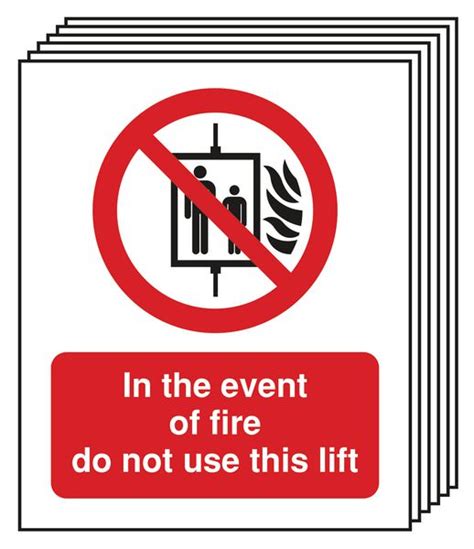 6 Pack In The Event Of A Fire Do Not Use This Lift Signs Seton