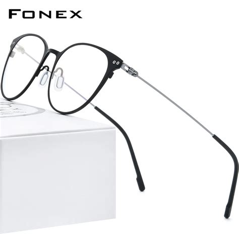 Fonex Pure Titanium Glasses Frame Women Vintage Round Myopia Optical