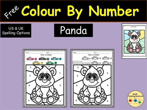 Colour Color By Code Numbers Panda Bear Worksheets Activities