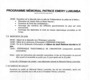 M Morial De Patrice Emery Lumumba Enfin Le Programme D Voil