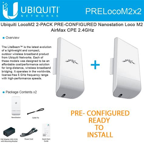 Ubiquiti Nanostation Loco M Preconfigured Indoor Outdoor Airmax Cpe