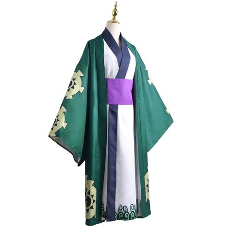 Anime One Piece Wano Country Roronoa Zoro Full Set Kimono Costume With