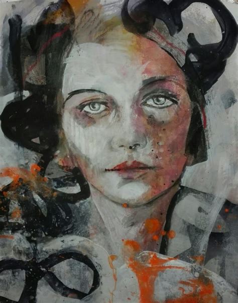 A Painting Of A Woman With Scissors In Her Hair