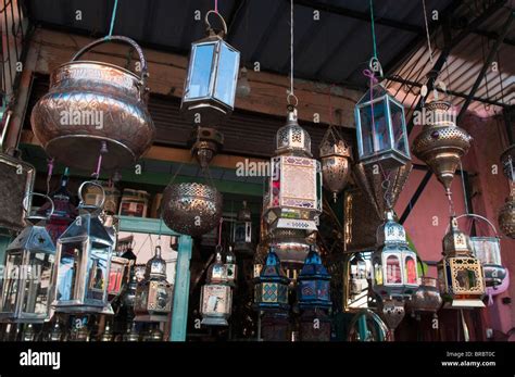 Moroccan Lanterns Medina Souk Marrakech Morocco North Africa Stock