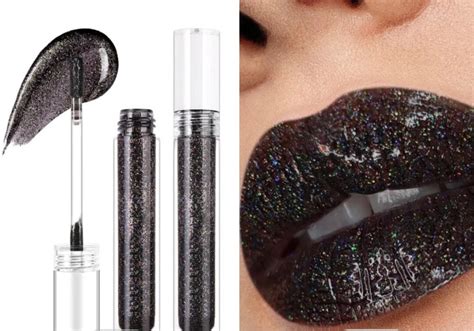 Halloween Makeup Black Glitter Lip Gloss Black Lip Gloss Etsy