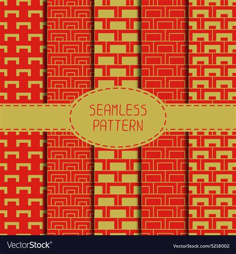 Set Of Geometric National Chinese Seamless Pattern