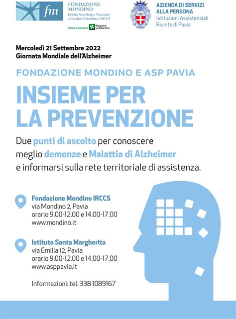 Mondino E ASP Pavia Insieme Per La Giornata Mondiale DellAlzheimer