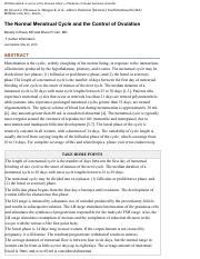 Reed And Carr 2015 The Normal Menstrual Cycle And The Control Of