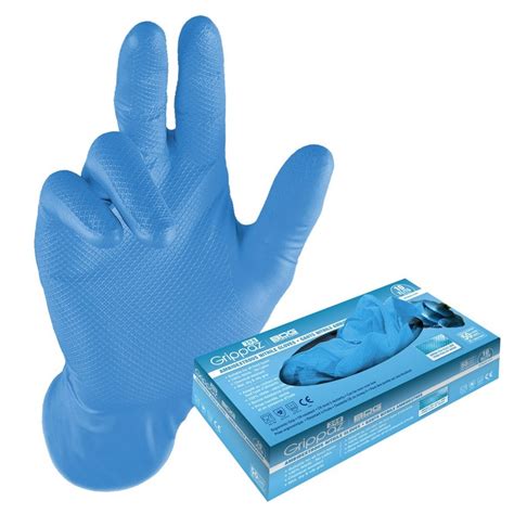 Grippaz 8 Mill Blue Nitrile Food Grade Disposable Gloves Direct Workwear