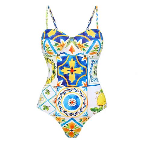 Portofino Multi-Color Lemon Patterned Underwire One Piece Swimsuit – Toadds