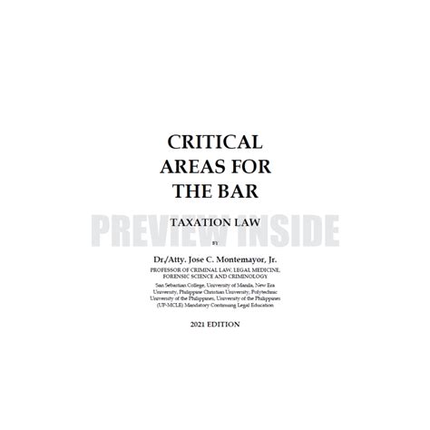 Critical Areas For The Bar Taxation Law Centralbooks