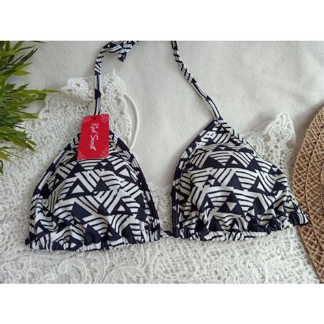 Putih Hitam Triangle Beach Bikini With Foam Bk Rxo Triangle Black