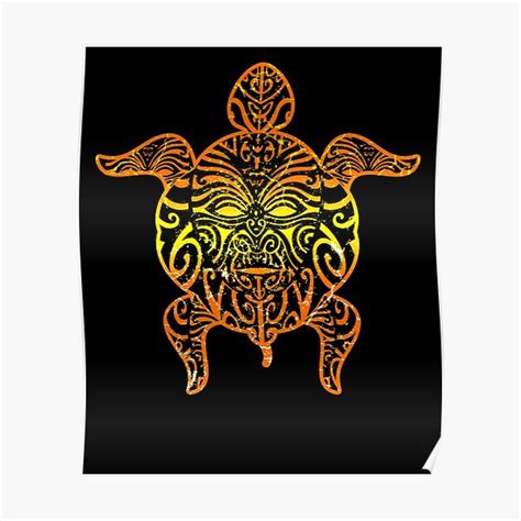 Sea Turtle With Maori Tribal Tattoos Poster For Sale By Mila1946