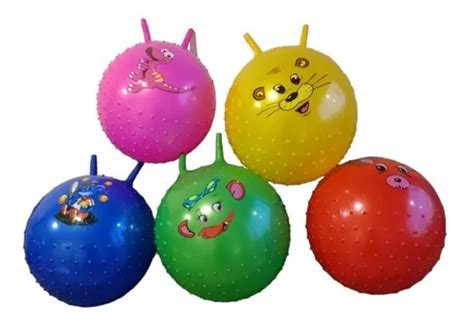 Pack De 5 Pelota Saltarina De Goma Para Niños Con 2 Agarres Cuotas