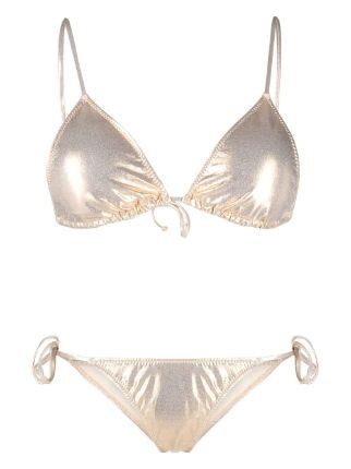 Bikini Lovers Metallic Finish Bikini Farfetch