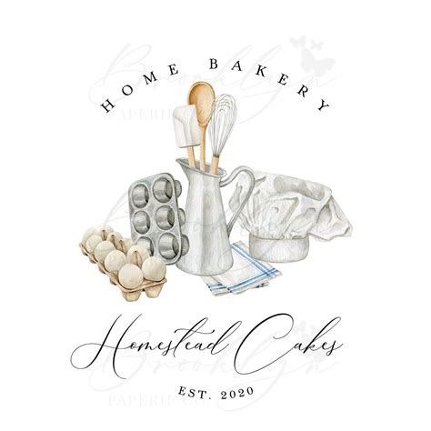 Home Bakery Logo - Farmhouse Bakery Logo - Chef Logo - Bakery Business Logo - Rustic Farmhouse ...