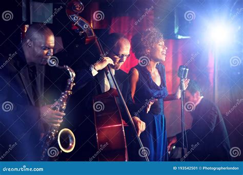 Jazz Band Playing On Stage Stock Image Image Of Guitarist 193542501