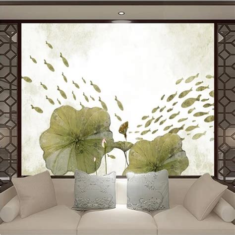 Wall Paper 3d Lotus Fish Fun Abstract 3d Wall Murals Wallpaper Bedrooms