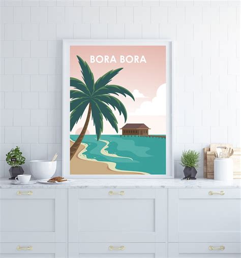 Bora Bora Print, Bora Bora Travel Poster, Retro Bora Bora Print, Travel ...