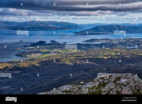 Stord Island In Norway Aerial View Hdr Leirvik Town Stock Photo Alamy