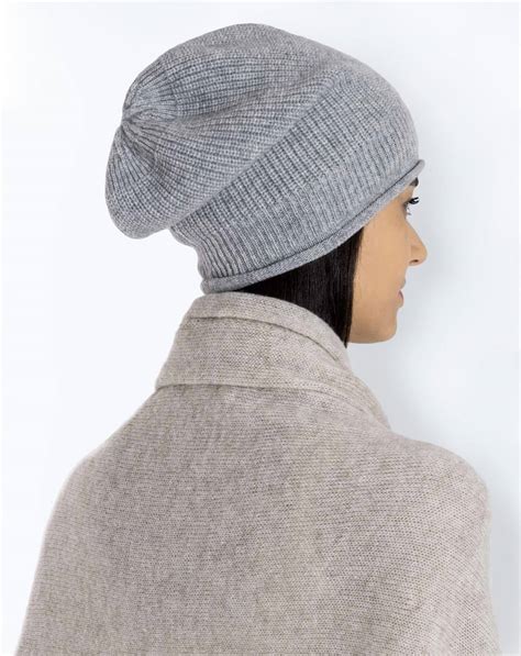 Women S Pure Cashmere Ribbed Beanie Hat Maisoncashmere