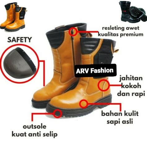 Jual Sepatu Safery Boot Kerja Lapangan ASLI KULIT Sepatu Boots