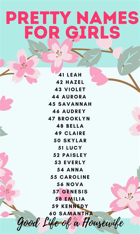Pretty Names for Girls - Good Life of a Housewife
