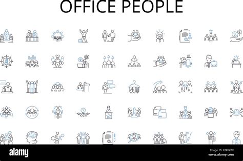 Office People Line Icons Collection Workaholic Office Bound Computer