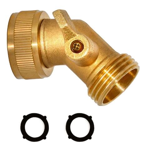 Morvat 45 Degree Solid Brass Garden Hose Elbow Connector With On Off