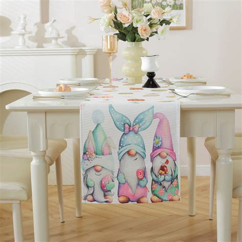 Easter Modern Simple Rectangle Cotton Linen Table Bunny Rabbit Egg