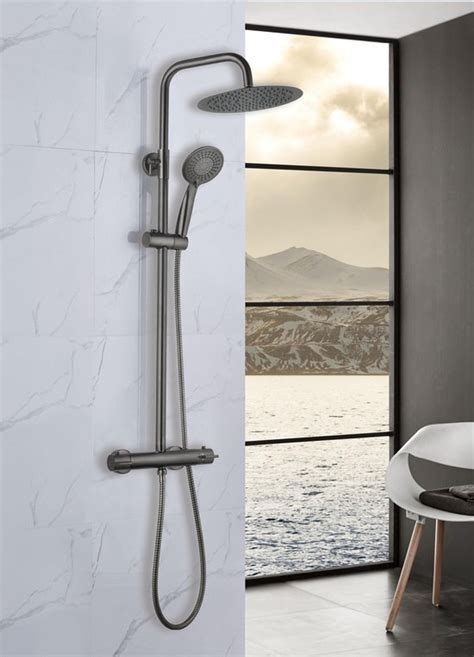 Bathroomz Pvd Regendouche Gunmetal Met Thermostaatkraan Cm Bol