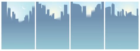 Stadt Wolkenkratzer Silhouetten Skyline Vektor Illustrationen Set