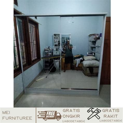 Lemari Pakaian Pintu Sliding Door Full Cermin Frameless Murah