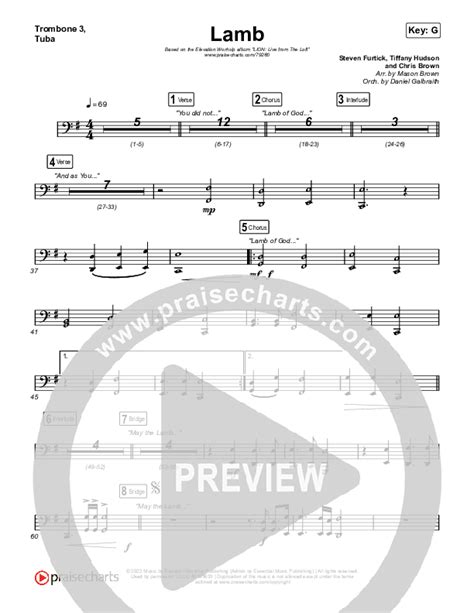 Lamb Live Trombone Tuba Sheet Music PDF Elevation Worship Tiffany