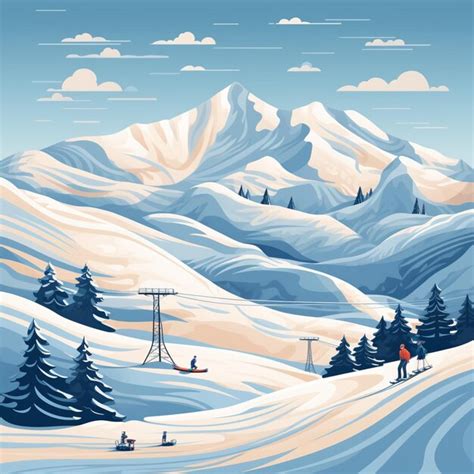 Premium AI Image Skiers On A Snowy Mountain Slope With A Ski Lift In