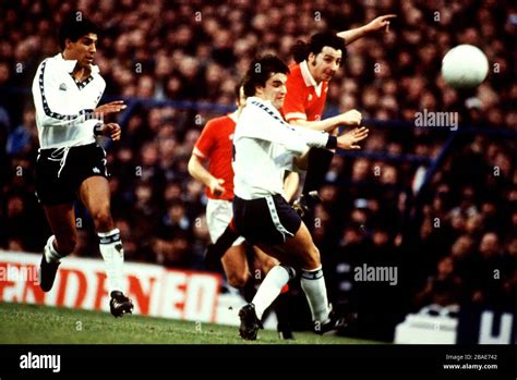 Manchester Uniteds Mickey Thomas R Shoots For Goal Hi Res Stock