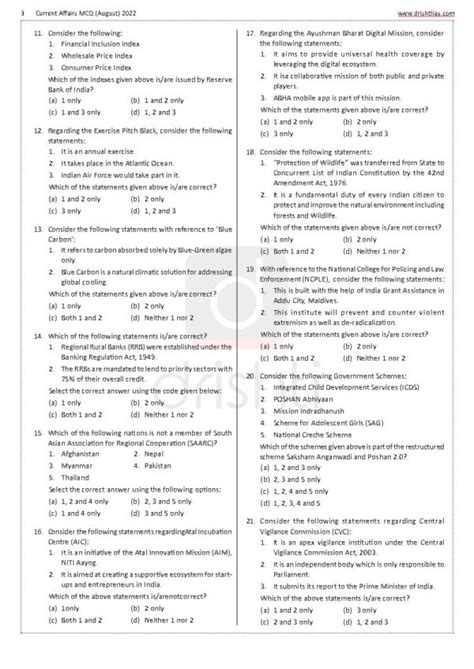 Drishti Ias Current Affairs Mcq Quiz Consolidation August Part I Ii