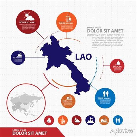 Lao Map Infographic Wall Mural Murals Infographic Physical Info